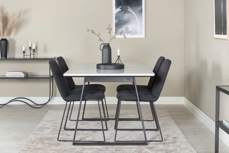 Estelle Matgrupp 140 cm Rektangulär med 4 Muce stolar - Svart - Möbler - Matplats - Matgrupp & matbord med stolar