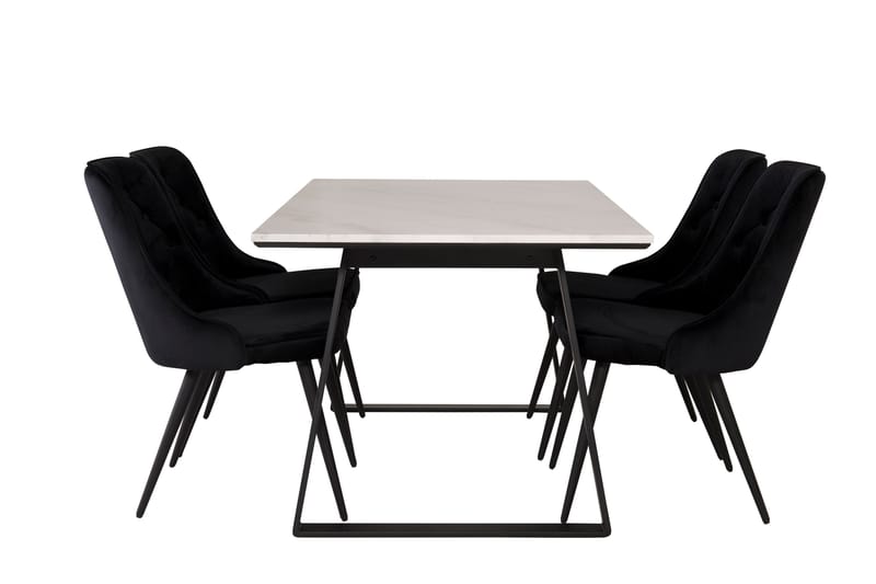 Estelle Matgrupp 140 cm Rektangulär med 4 Velvet Deluxe stolar - Svart - Möbler - Matplats - Matgrupp & matbord med stolar