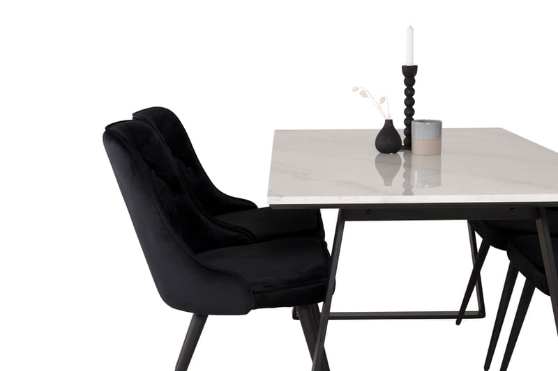 Estelle Matgrupp 140 cm Rektangulär med 4 Velvet Deluxe stolar - Svart - Möbler - Matplats - Matgrupp & matbord med stolar