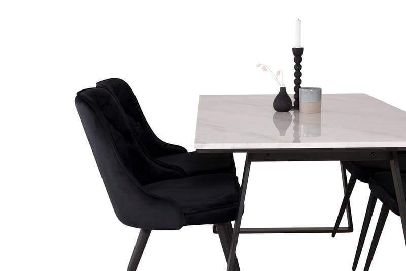 Estelle Matgrupp 140 cm Rektangulär med 4 Velvet Deluxe stolar - Svart - Möbler - Matplats - Matgrupp & matbord med stolar