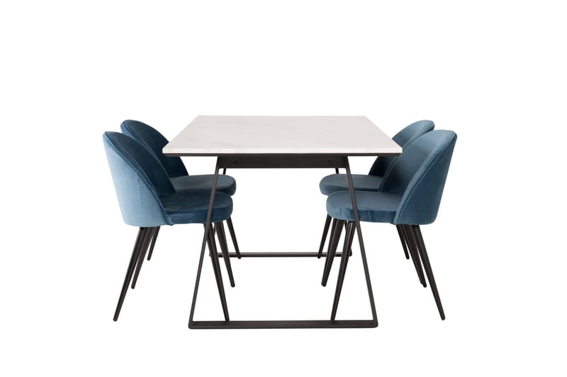 Estelle Matgrupp 140 cm Rektangulär med 4 Velvet stolar - Svart - Möbler - Matplats - Matgrupp & matbord med stolar