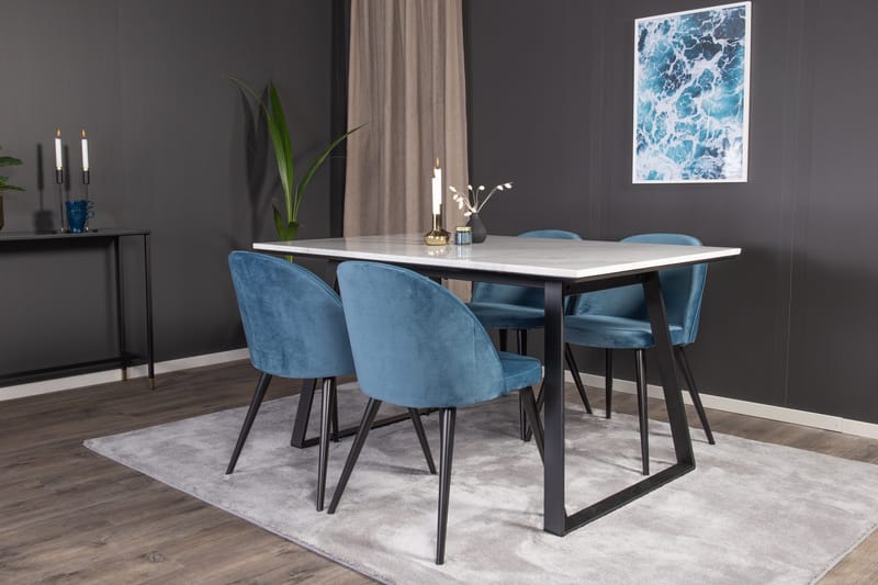 Estelle Matgrupp 140 cm Rektangulär med 4 Velvet stolar - Möbler - Matplats - Matgrupp & matbord med stolar