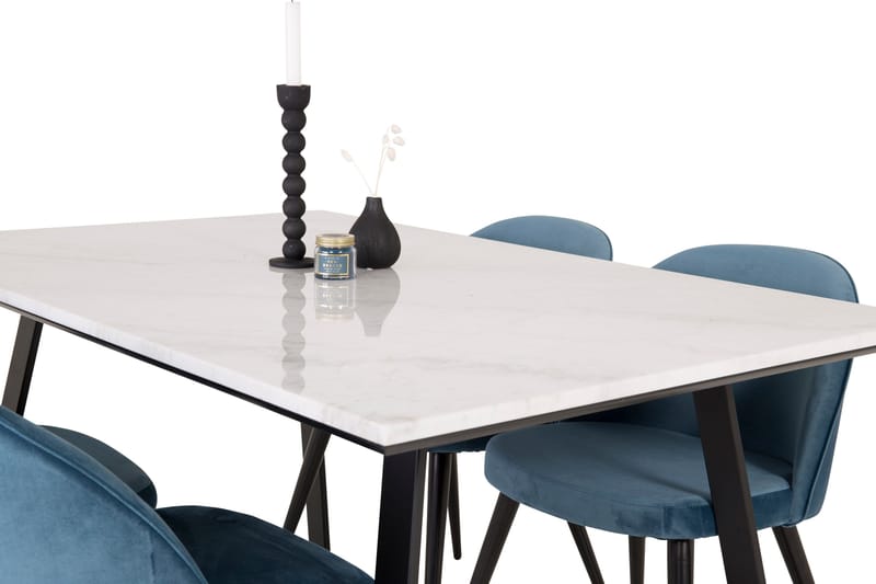 Estelle Matgrupp 140 cm Rektangulär med 4 Velvet stolar - Möbler - Matplats - Matgrupp & matbord med stolar