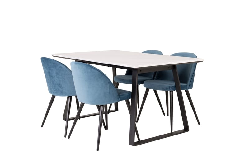 Estelle Matgrupp 140 cm Rektangulär med 4 Velvet stolar - Möbler - Matplats - Matgrupp & matbord med stolar