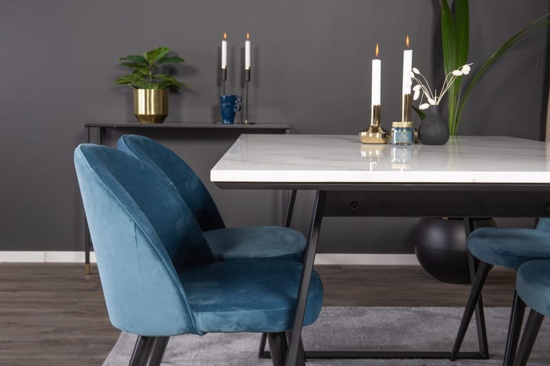 Estelle Matgrupp 140 cm Rektangulär med 4 Velvet stolar - Möbler - Matplats - Matgrupp & matbord med stolar