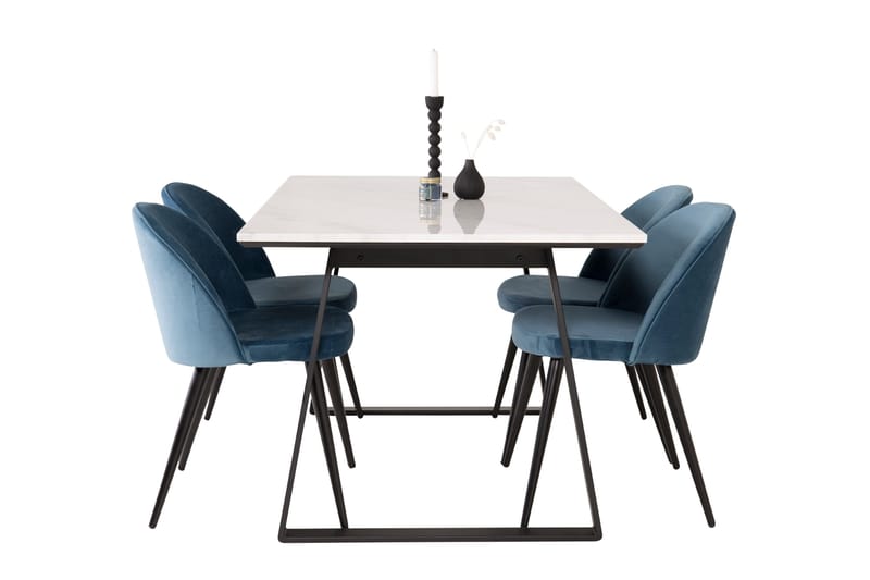 Estelle Matgrupp 140 cm Rektangulär med 4 Velvet stolar - Möbler - Matplats - Matgrupp & matbord med stolar