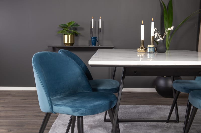 Estelle Matgrupp 140 cm Rektangulär med 4 Velvet stolar - Möbler - Matplats - Matgrupp & matbord med stolar