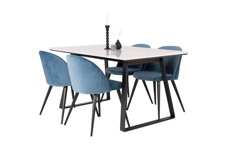 Estelle Matgrupp 140 cm Rektangulär med 4 Velvet stolar - Möbler - Matplats - Matgrupp & matbord med stolar