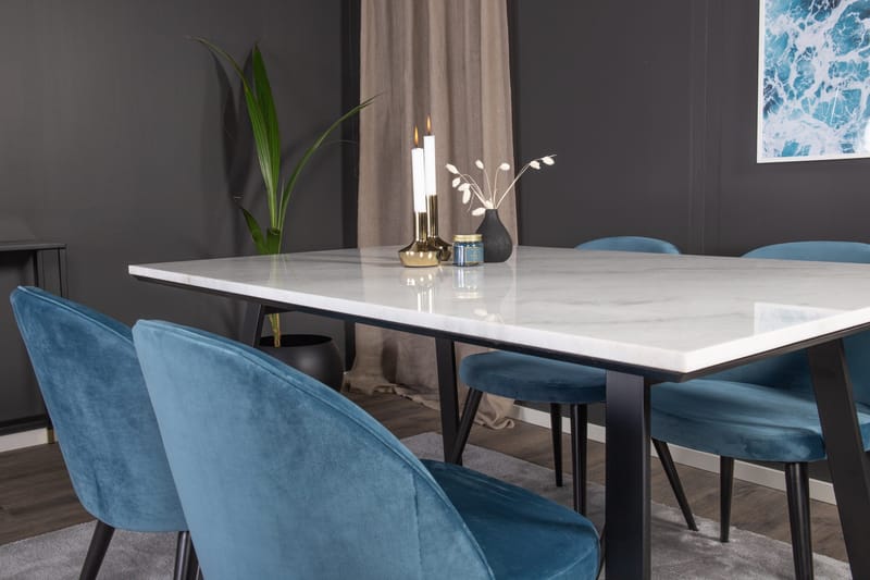 Estelle Matgrupp 140 cm Rektangulär med 4 Velvet stolar - Möbler - Matplats - Matgrupp & matbord med stolar