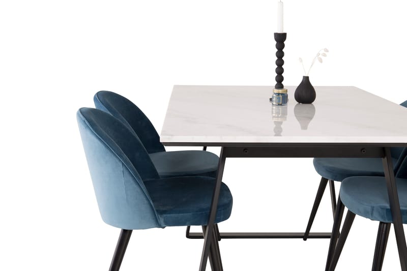 Estelle Matgrupp 140 cm Rektangulär med 4 Velvet stolar - Möbler - Matplats - Matgrupp & matbord med stolar