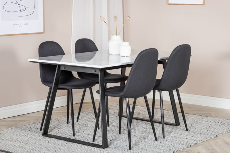 Estelle Matgrupp 140 cm Rektangulär med 4 Polar stolar - Svart - Möbler - Matplats - Matgrupp & matbord med stolar
