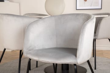 Estelle Rund Matgrupp 106 cm med 4 Berit Matstolar - ljusgrått sammetstyg - Möbler - Matplats - Matgrupp & matbord med stolar