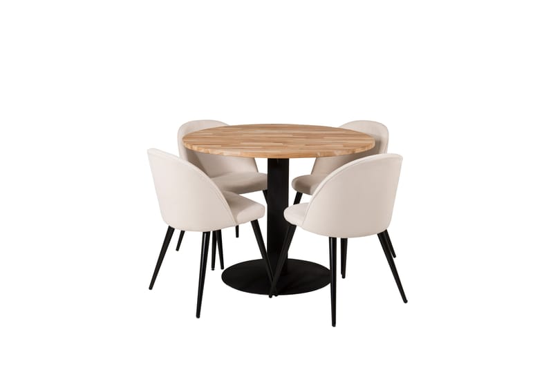 EWAN Matgrupp 100 cm Rund med 4 ABLANQUE Stolar - Möbler - Matplats - Matgrupp & matbord med stolar