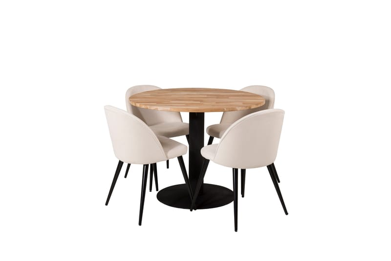 Ezra Matgrupp 100 cm Rund med 4 Sedavi Stolar, Beige