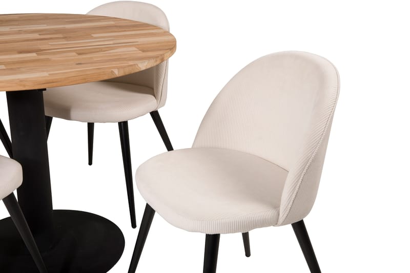 Ezra Matgrupp 100 cm Rund med 4 Sedavi Stolar - Beige - Möbler - Matplats - Matgrupp & matbord med stolar