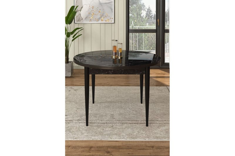 Farefax Matbord 90 cm Rund - Svart Marmor/Svart - Möbler - Matplats - Matbord & köksbord
