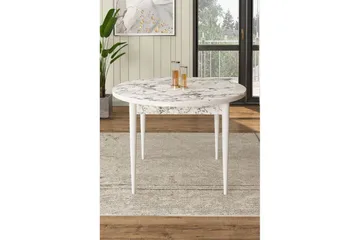 Farefax Matbord 90 cm Rund - Vit Marmor/Vit - Möbler - Matplats - Matbord & köksbord