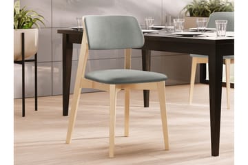 Ferrara Matstol i Sammet med Trästativ - Grå|Beige - Möbler - Matplats - Matstol & köksstol