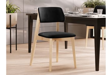 Ferrara Matstol i Sammet med Trästativ - Svart|Beige - Möbler - Matplats - Matstol & köksstol