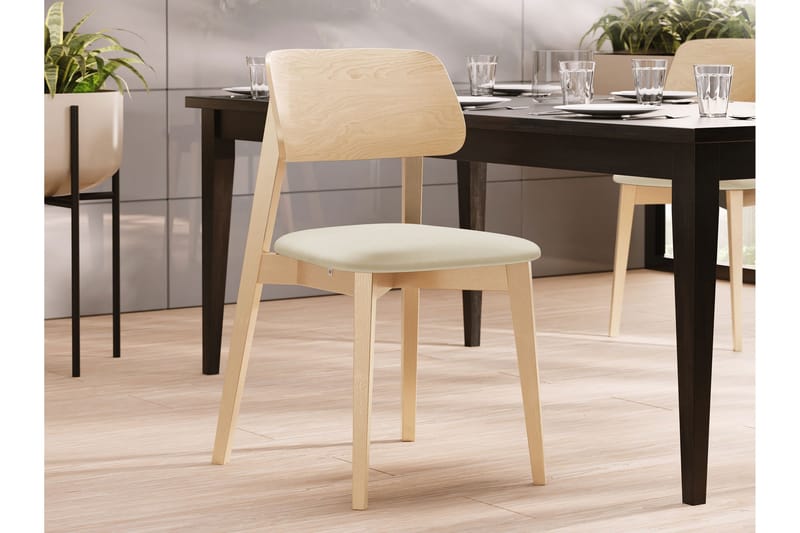 Ferrara Matstol i Trä med Tygdetaljer - Beige - Möbler - Matplats - Matstol & köksstol