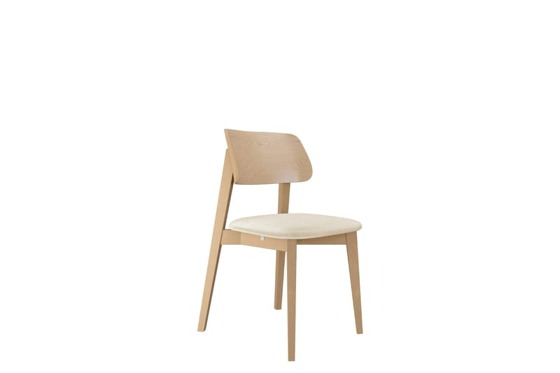 Ferrara Matstol i Trä med Tygdetaljer, Beige