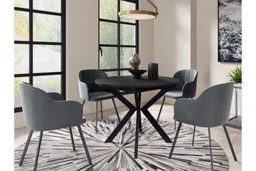 Ferrer Utdragbart Runt Matbord 100 cm med Mörkt Trä- och Metallutseende - Svart - Möbler - Matplats - Matbord & köksbord