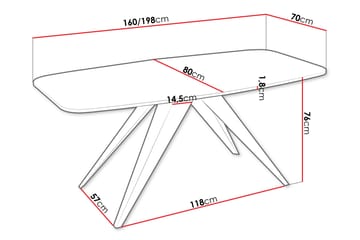 Ferro Utdragbart Rektangulärt Matbord 160 cm med Mörkt Trä- och Metallutseende - Svart - Möbler - Matplats - Matbord & köksbord