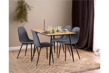 Finola Matgrupp 120 cm + 4 st Salaman Matstolar - Grå/Brun/Svart - Möbler - Matplats - Matgrupp & matbord med stolar