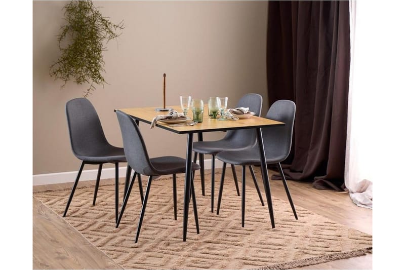 Finola Matgrupp 120 cm + 4 st Salaman Matstolar - Grå/Brun/Svart - Möbler - Matplats - Matgrupp & matbord med stolar