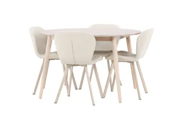 Flora Matbord ø120 cm med 4 Lilja Matstol - Möbler - Matplats - Matgrupp & matbord med stolar
