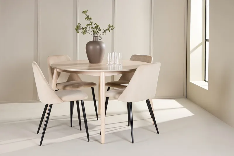 Flora Matbord ø120 cm med 4 Night Matstol