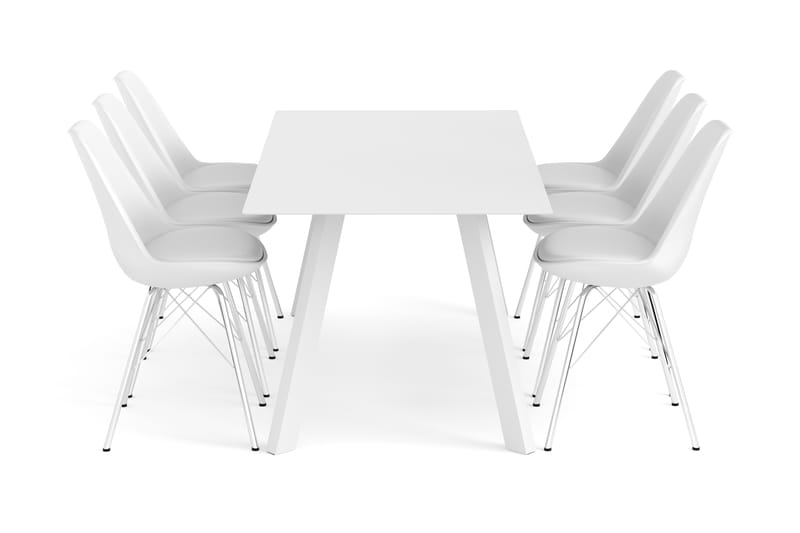 FLY Matbord 180 cm + 6 SHELL Stolar Vit - Matgrupp & matbord med stolar
