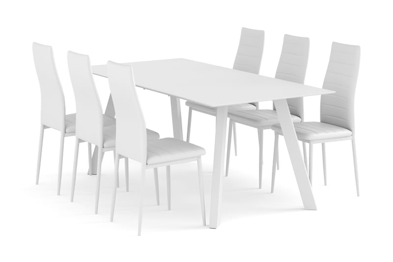 FLY Matbord 180 cm + 6 TED Stolar Vit - Matgrupp & matbord med stolar