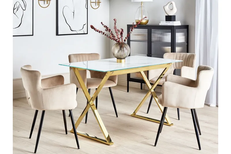 Foxter Matbord 70x120 cm - Vit/Guld - Möbler - Matplats - Matbord & köksbord