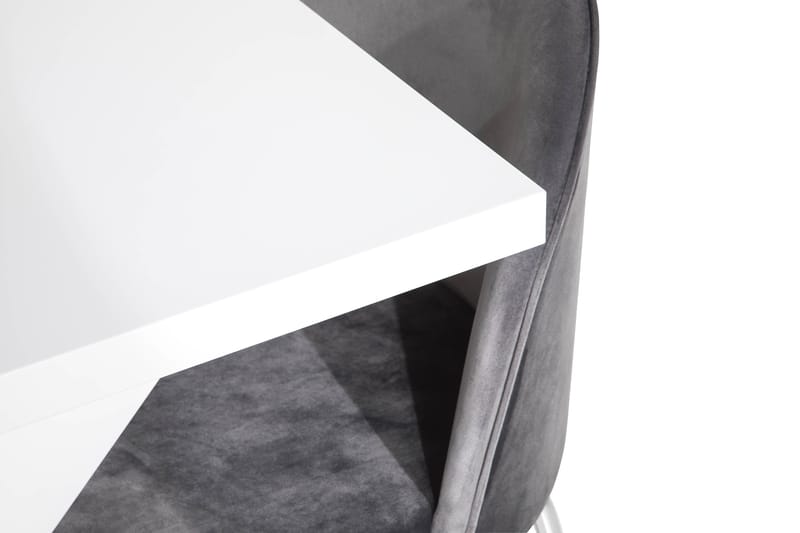 FRESNO Bord 180 Vit + 6 SANDRO Stol Grå/Kromade Ben - Matgrupp & matbord med stolar