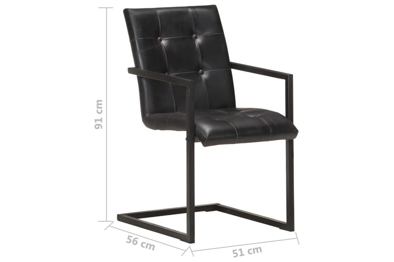 Fribärande matstolar 6 st svart äkta läder - Svart - Möbler - Matplats - Matstol & köksstol