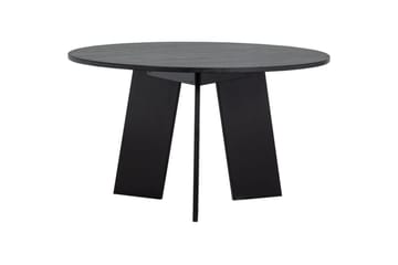 Fries Runt Matbord 129 cm med Ekskiva - Svart - Möbler - Matplats - Matbord & köksbord
