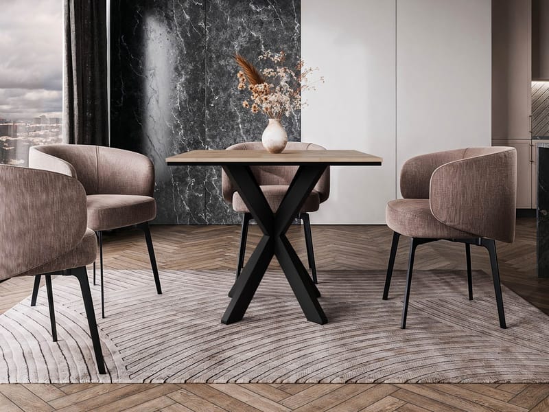 Fynrel Matbord 90 cm Kvadratisk - Svart/Brun - Möbler - Matplats - Matbord & köksbord