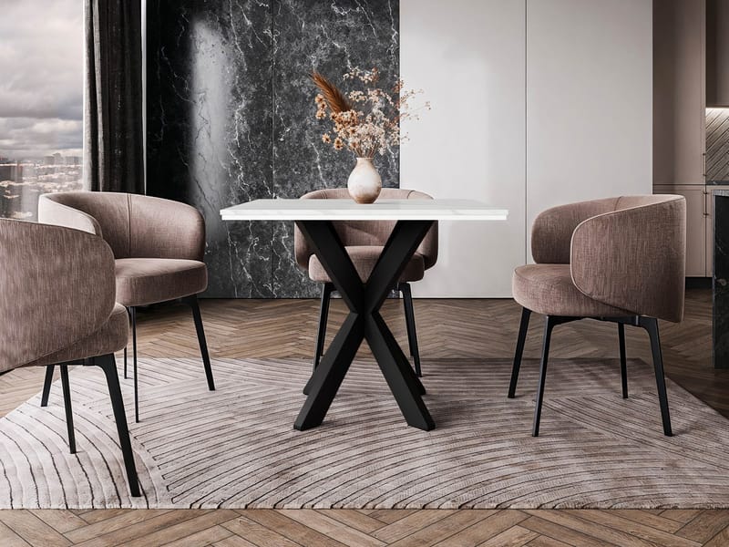 Fynrel Matbord 90 cm Kvadratisk - Svart/Vit - Möbler - Matplats - Matbord & köksbord