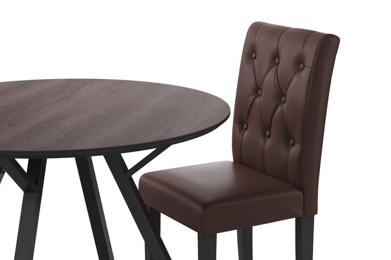 GABAL Bord 100 cm Rund + 2 LOMBEN Stolar Brun -   - Matgrupp & matbord med stolar