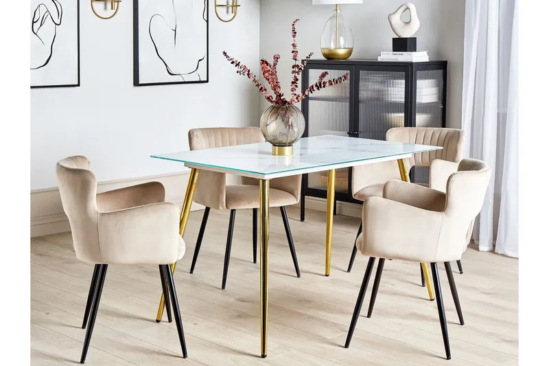 Gabriela Matbord 70x120 cm - Vit/Guld - Möbler - Matplats - Matbord & köksbord