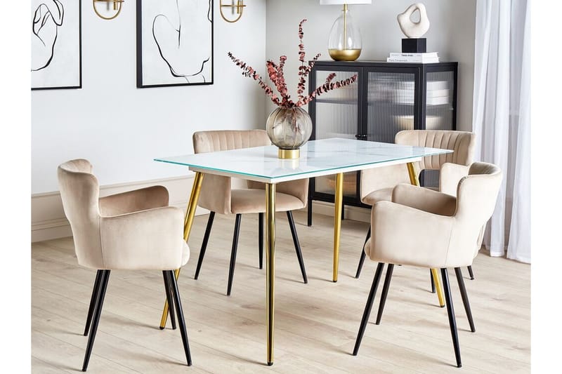 Gabriela Matbord 70x120 cm - Vit/Guld - Möbler - Matplats - Matbord & köksbord