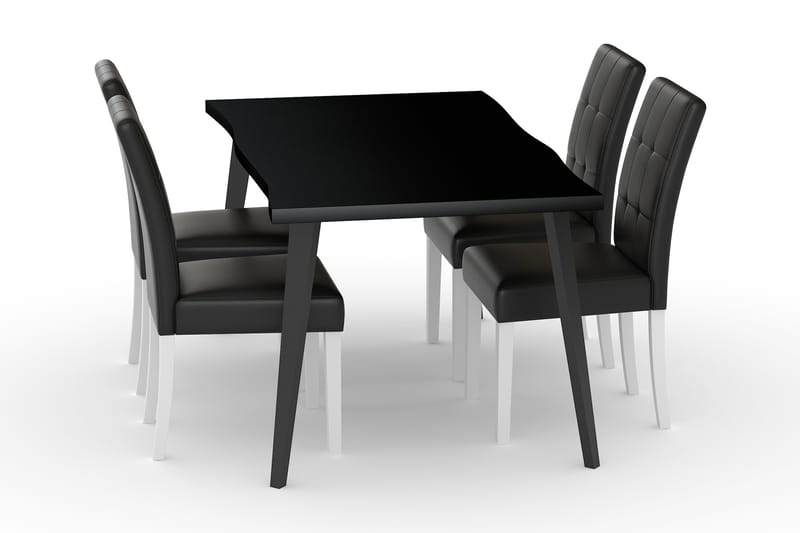 GALBI Matbord 180 cm Brun med 4st STILO Matstol Konstläder - Matgrupp & matbord med stolar