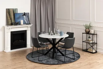 Ganesh Runt Matbord 110 cm med Marmorskiva och Metallutseende - Vit - Möbler - Matplats - Matbord & köksbord