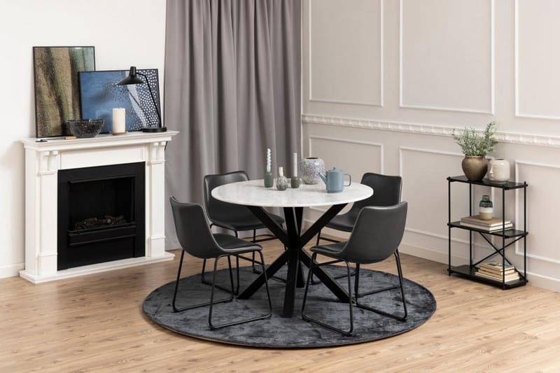 Ganesh Runt Matbord 110 cm med Marmorskiva och Metallutseende - Vit - Möbler - Matplats - Matbord & köksbord