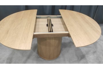 Gethin Runt Matbord 120 cm med Trä- och Ekutseende - Beige - Möbler - Matplats - Matbord & köksbord