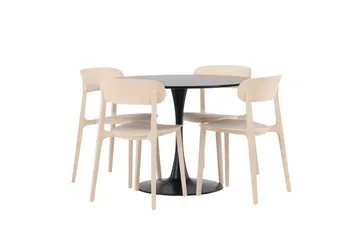 Glade Matgrupp 100 cm Rund med 4 Åstol stolar - Beige - Möbler - Matplats - Matgrupp & matbord med stolar