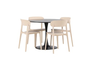 Glade Matgrupp 100 cm Rund med 4 Åstol stolar - Beige - Möbler - Matplats - Matgrupp & matbord med stolar