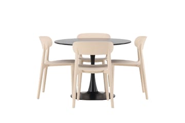 Glade Matgrupp 100 cm Rund med 4 Åstol stolar - Beige - Möbler - Matplats - Matgrupp & matbord med stolar