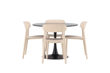 Glade Matgrupp 100 cm Rund med 4 Åstol stolar - Beige - Möbler - Matplats - Matgrupp & matbord med stolar